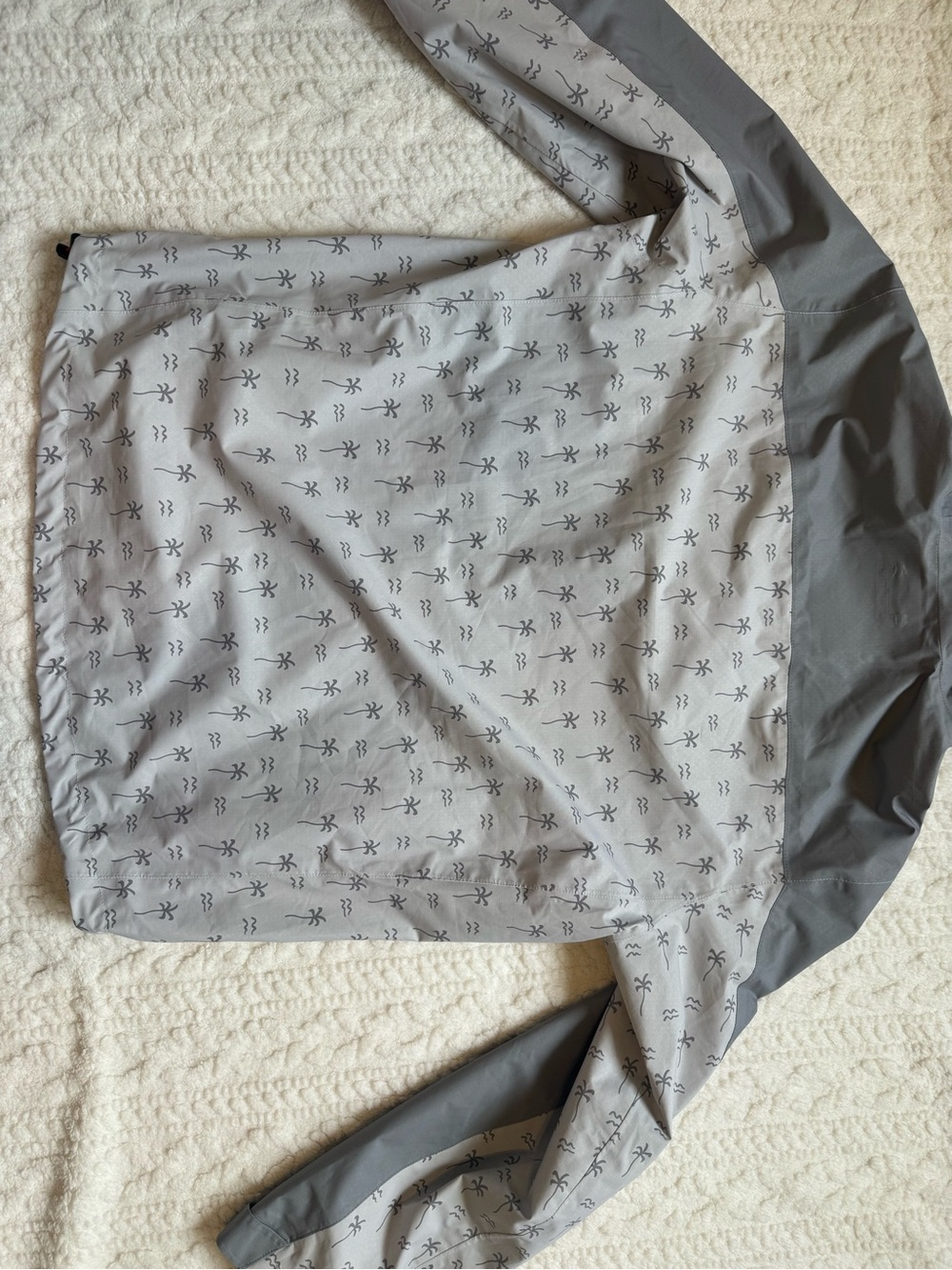 Chubbies palm tree print rain jacket Hooded Light Gray The Surf Signal Medium - Picture 10 of 12